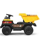 Gymax 12V Battery Kids Ride On Dump Truck Rc Construction Tractor w/ Electric Bucket