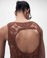 Mango Women's Open Back Crochet Dress