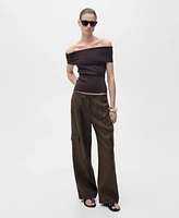 Mango Women's Linen Cargo Pants