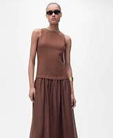 Mango Women's Combined Fabric Midi Dress
