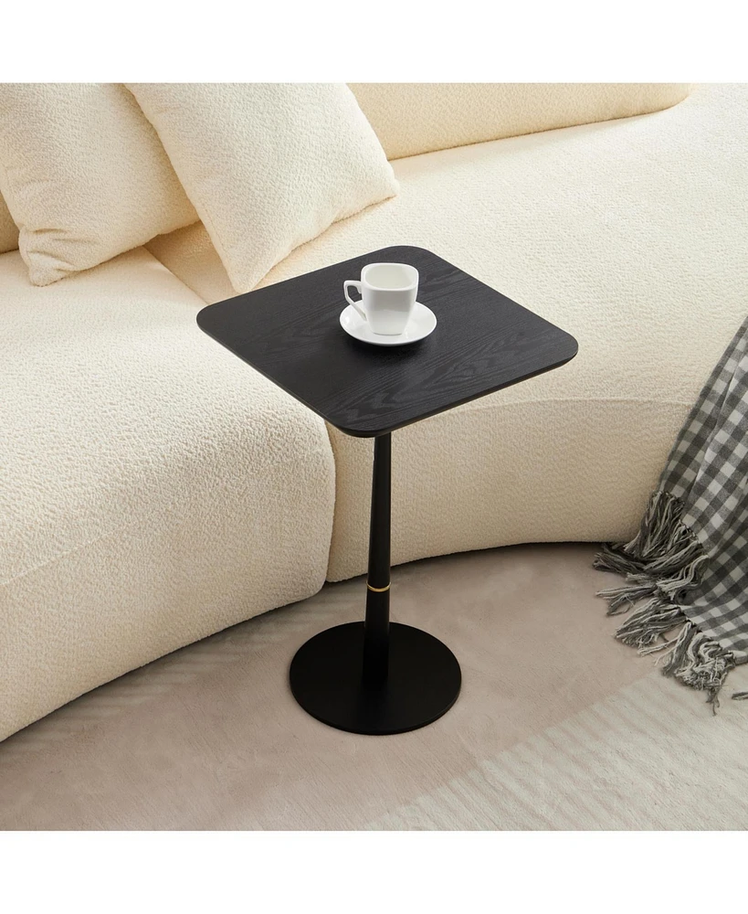 Mdf with metal feet, square shape, located in living space and lounge area, black