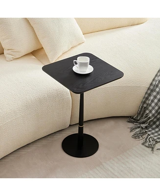 Mdf with metal feet, square shape, located in living space and lounge area, black