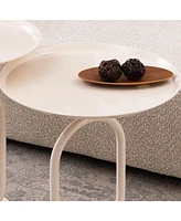 Metal End Table, Round Side Table, Small Coffee Table for Living Room