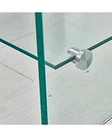 Glass Console Table, Transparent Tempered Glass Console Table with Rounded Edges Desks, Sofa Table