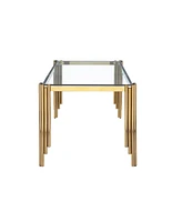 65" Rectangle Glass Dining Table with Gold Legs