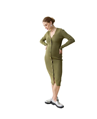 Ingrid + Isabel Maternity Ribbed Button Front Sweater Dress
