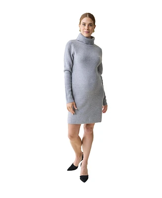 Ingrid + Isabel Maternity Turtle Neck Sweater Dress Gray Xl