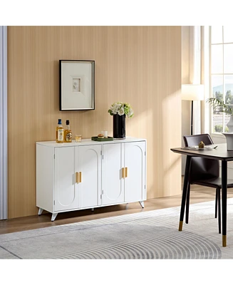 Modern 4-Door Buffet Cabinet with Removable Shelves