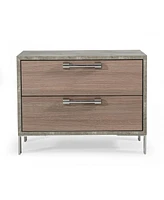 Two Drawer Nightstand with Storage for Bedroom Bedside Table with Drawers