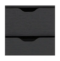 Two Drawer Faux Wood Nightstand for Bedroom Storage and Bedside Table