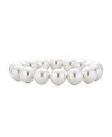 Bling Jewelry Simple Fashion Stackable Bead Simulated Pearl Stretch Bracelet Large 12MM