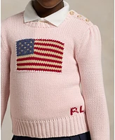 Polo Ralph Lauren Toddler and Little Girls Flag Crewneck Sweater