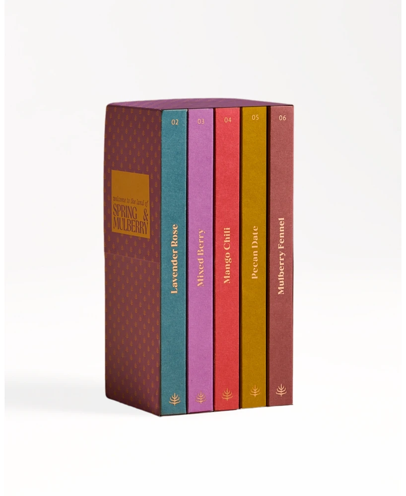Spring & Mulberry Embellished Collection Date-Sweetened Dark Chocolate Bar Gift Set, 5-Pack