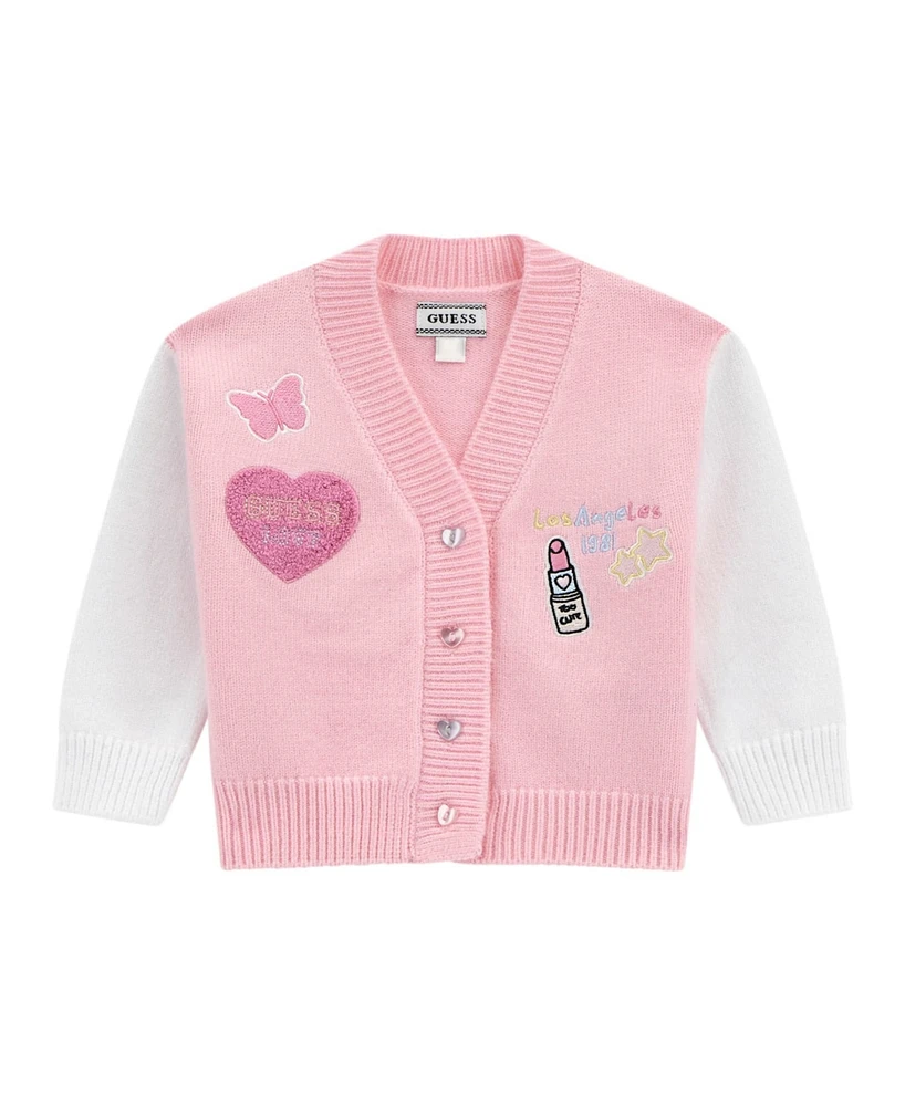 Guess Baby Girls Patch Applique Long Sleeve Cardigan Sweater