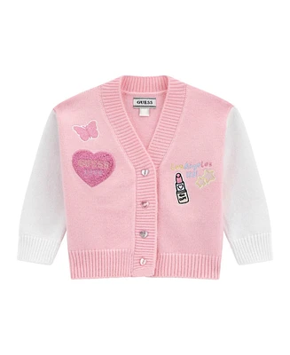 Guess Baby Girls Patch Applique Long Sleeve Cardigan Sweater