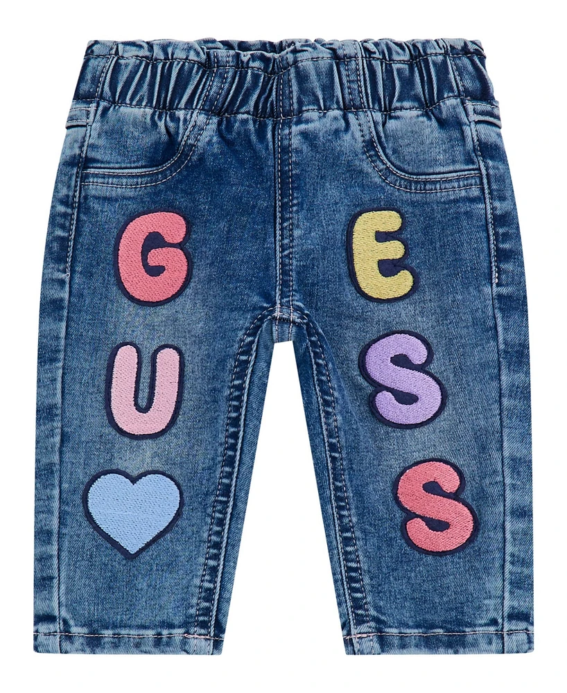 Guess Baby Girls Applique Patches Stretch Denim Jeans