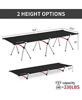 Naturehike ArmyWild Folding Camping Cot, Height Adjustable Ultralight Backpacking Cot, Portable Camping Bed for Camping Hiking Travel Home