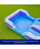 HeroKiddo Ocean Wave 16' Commercial Grade Inflatable Water Slide with Attached Pool and Drainage for Kids and Adults (with Blower), Outdoor Indoor, Bi