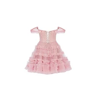 Milla Women's Flirty ruffled tulle mini dress misty rose
