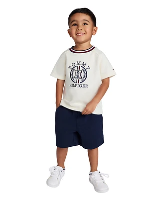 Tommy Hilfiger Toddler Boys 2-Piece Signature Raglan T-Shirt and French Terry Shorts Set