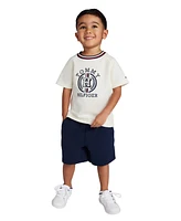 Tommy Hilfiger Toddler Boys 2-Piece Signature Raglan T-Shirt and French Terry Shorts Set