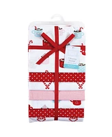 Hudson Baby Infant Girl Cotton Flannel Receiving Blankets Bundle, Hot Cocoa, One Size