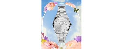 Fossil Women's Scarlette Three-Hand Date Silver-Tone Stainless Steel Watch, 38mm
