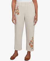 Alfred Dunner Petite Copper Canyon Floral Embroidered Ankle Pants