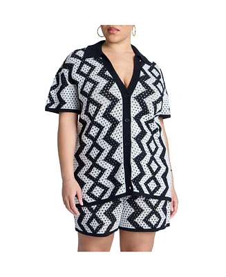 Eloquii Plus Oversized Crochet Button Up