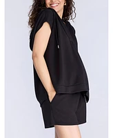 Motherhood Maternity V-Neck Short Sleeve Hooded Top