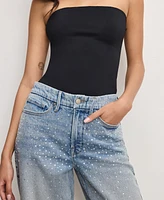 Good American Women's Crystal Stars 90s Cropped Jeans