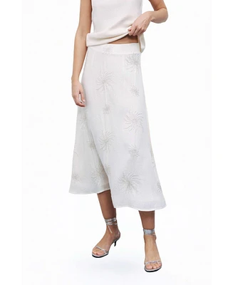 Nocturne Women's Beaded Embroidered Midi Skirt