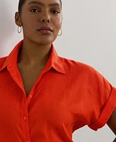 Lauren Ralph Plus Relaxed-Fit Linen Short-Sleeve Shirt