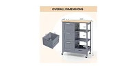 Rolling Kitchen Island Utility Storage Cart with 3 Large Drawers
