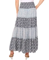 CeCe Women's Tiered Smock Waist Maxi Skirt