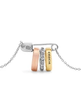 Coach Faux Stone Signature Safety Pin Rondelle Pendant Necklace