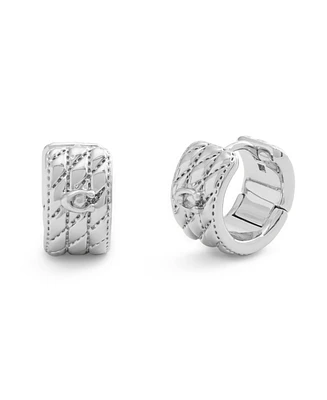 Coach Signature Quilted Heart Huggie Earrings