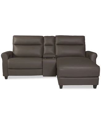 Thandler 3-Pc. Leather Chaise Sectional with 1 Storage Console, Exclusively at Macy's