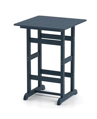 30 Inch Square Bar Table Dining Table with Slatted Tabletop for Poolside
