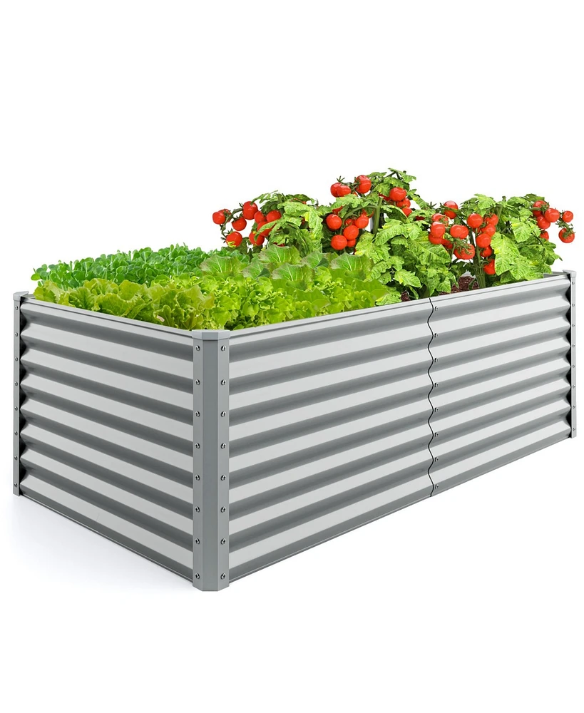 6 x 3 x 2 Feet Metal Rectangular Raised Garden Bed with Open Bottom Design