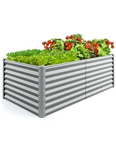 6 x 3 x 2 Feet Metal Rectangular Raised Garden Bed with Open Bottom Design