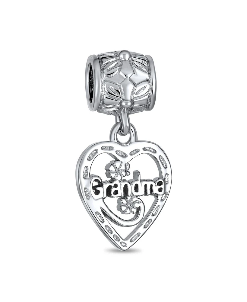 Bling Jewelry Antique Bff Heart Grandma Dangle Charm Bead for Sterling Silver Bracelet