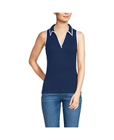Lands' End Women's Drapey Rib Sleeveless Johnny Collar Polo Shirt