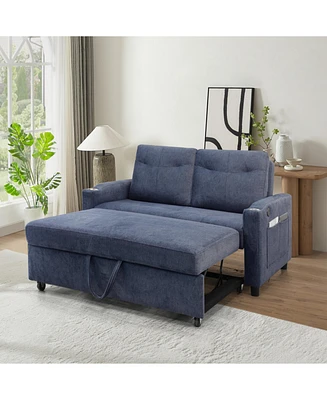 Modern Velvet 3-in-1 Sofa with Pullout Bed, Convertible Sleeper