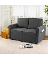 Retractable 3-Seater Sofa for Small Spaces, Dark Gray Linen