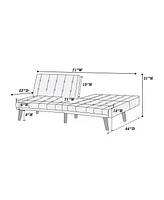 Navy Color Modern Convertible Sofa 1 Piece Set Couch Polyfiber Plush Tufted Cushion Sofa Wooden Legs