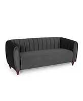 Luxurious Velvet Tuxedo Sofa with Channel Stitching and Modern Glamour