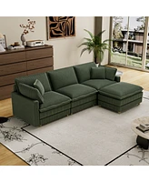 Modular Sectional Sofa,Deep Seat Couch for Living Room, 4 Pillow, Green
