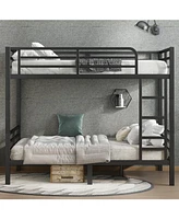 Metal Full over Full Bunk Bed for Teens and Adults,Space-Saving/Noise Reduced/No Box Spring Needed, Black