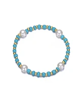 GiGiGirl 14K Gold Plating with Colored Beads Plated Accents Bracelet